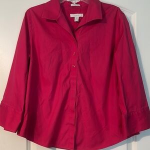 Chico's Pink Boxy 3/4 Sleeve Button Down Shirt